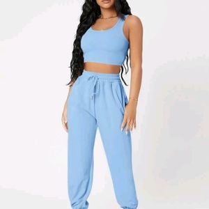Brand New Baby Blue Sweat Pant & Tank top Set